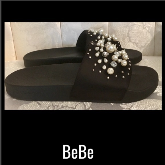 BEBE Fenix Pearl Rhinestone Slide - Picture 4 of 8